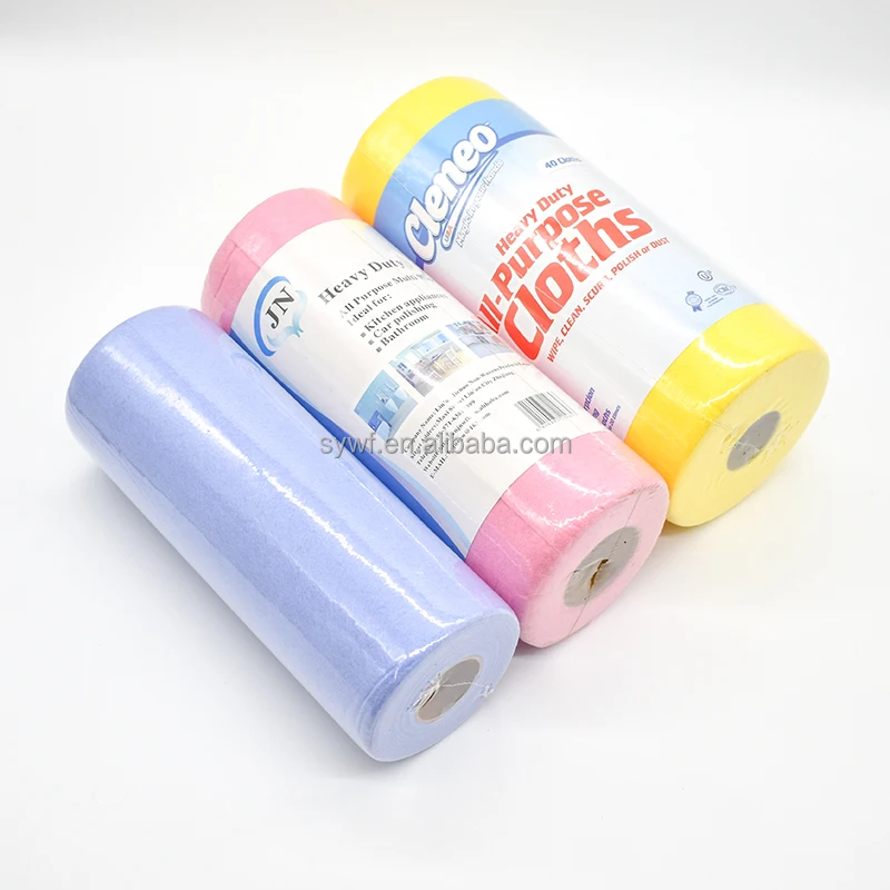 70% вискоза 100gsm желтого розового зеленого цвета в рулонах jumbo тканевые полотенца чистящие тряпки материал