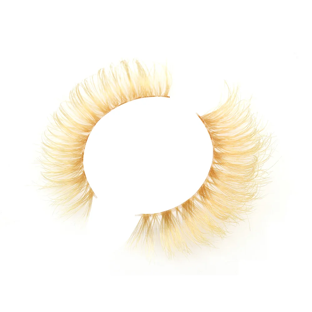 Suitable for Everyday and Party Looks Faux Mink Eyelashes Much Softer to Wear Comfortable Ruby Yellow Colored Lashes Wholesale