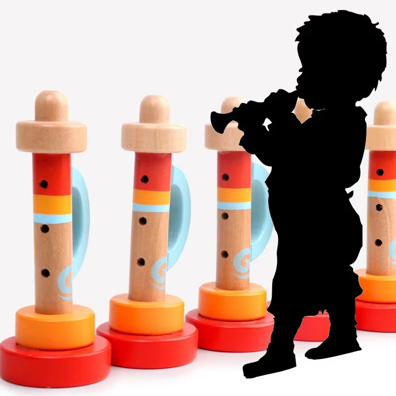Wooden trumpet 0-3 years old sound early education toy wooden musical instrument