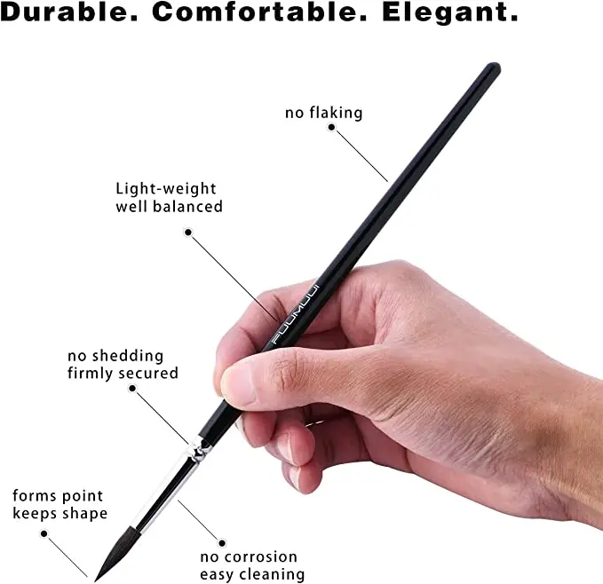 7 Размер синтетические волосы белки на плоской подошве кошачий язык круглая малярная кисть краски художника набор кистей для акварели акриловой живописи