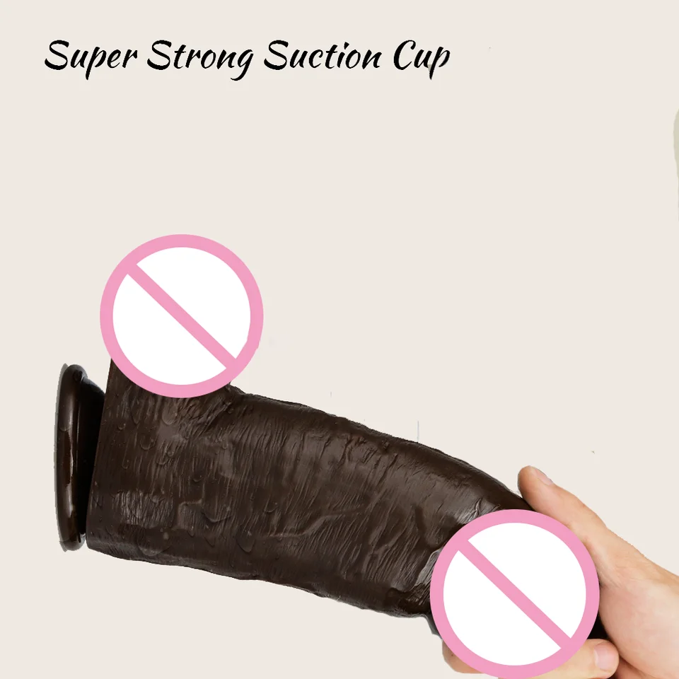 GF Thick Dildos Wholesale Dark Brown Dildos with Suction Cup Multicolor 9.6in Long Chocolate Huge Penis Sex Toys for Women