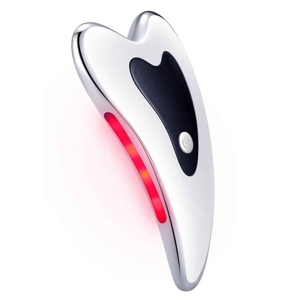 New Portable Mini Electric Facial Scraping Led Light Therapy Scrapping Face Massage Vibrator Face Guasha Massager