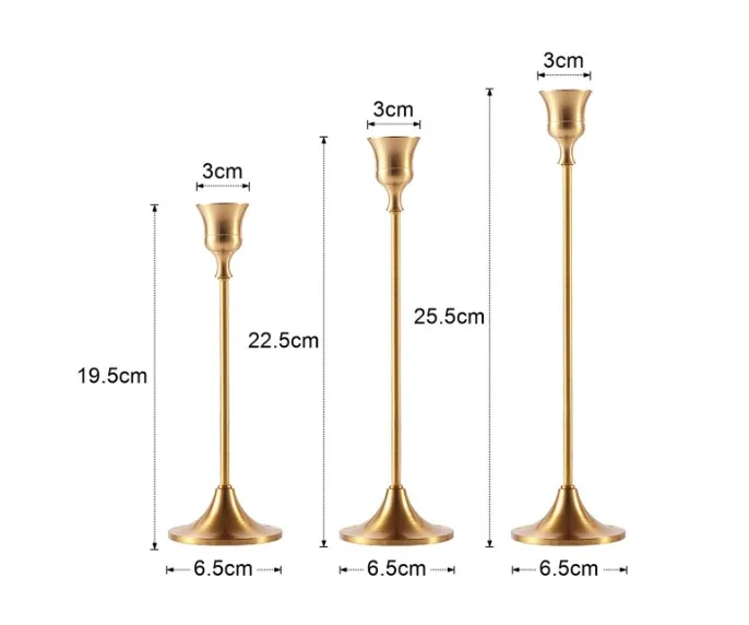 New Style Gold Luxury Candlestick Candle Holder Stick for Wedding Party Carton Durable European Wax Stick Taper Candles Stickers