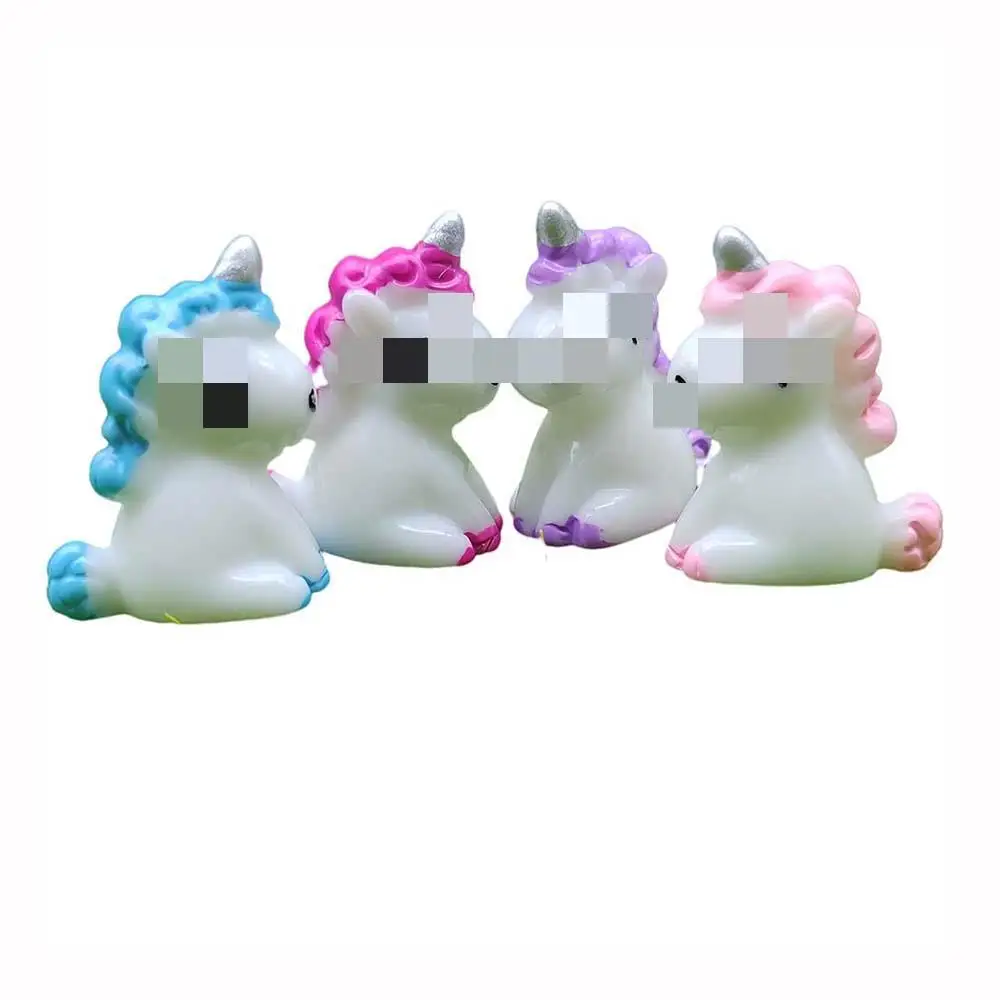 100pcs Cute Unicorn Animal Model Figurine Home Decor Miniature Fairy Garden Decoration Accessories Statue Resin Craft Figure