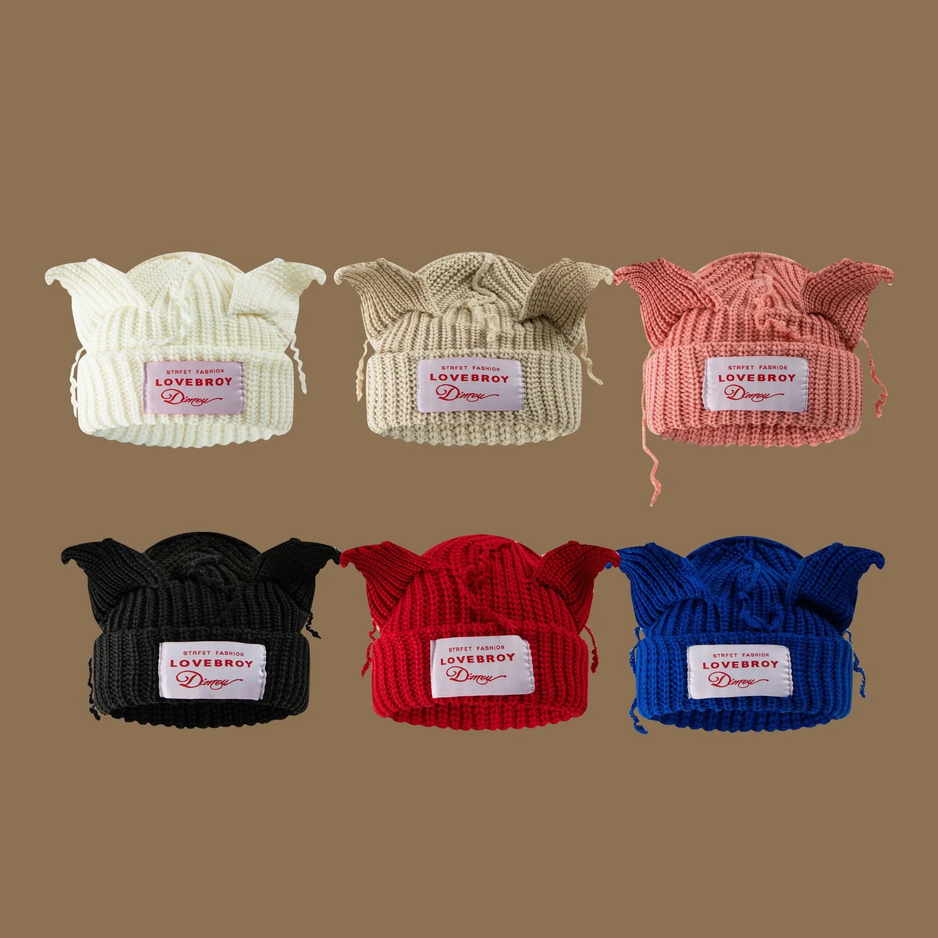 Custom Logo New Arrival Casual Beanie Hat High Quality French Beret Korean Style Cute Fox Ears Character Beanie Hat