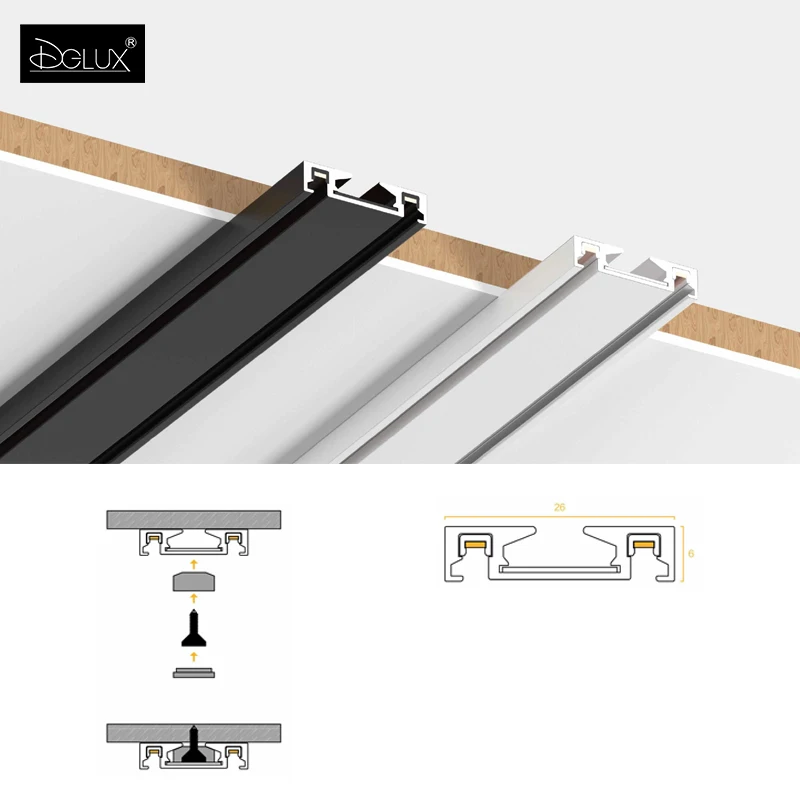 DGLUX New Product Wholesale Surface Mounted Track Guide Magnetic Track Guide 48v Led Track Strip