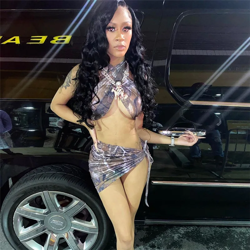 Оптовая продажа бикини с V-образным вырезом и буквенным принтом пляжный женский купальник из двух частей