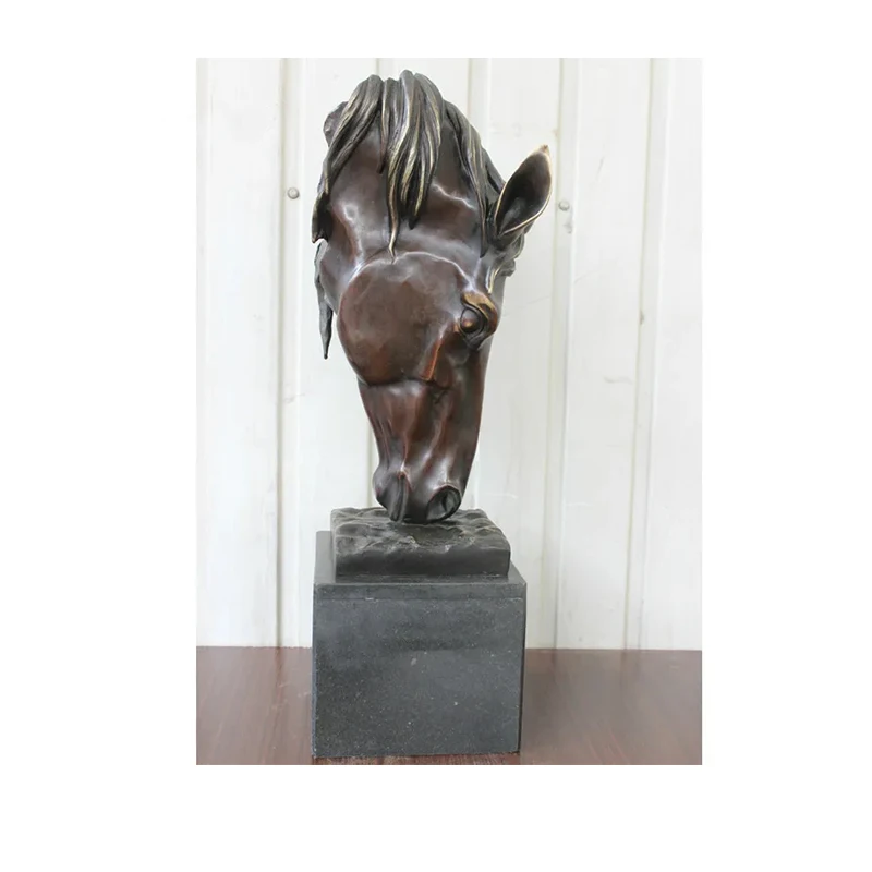 Лошадь голова бронзовая статуя скульптура медная фигурка лошади для украшения дома