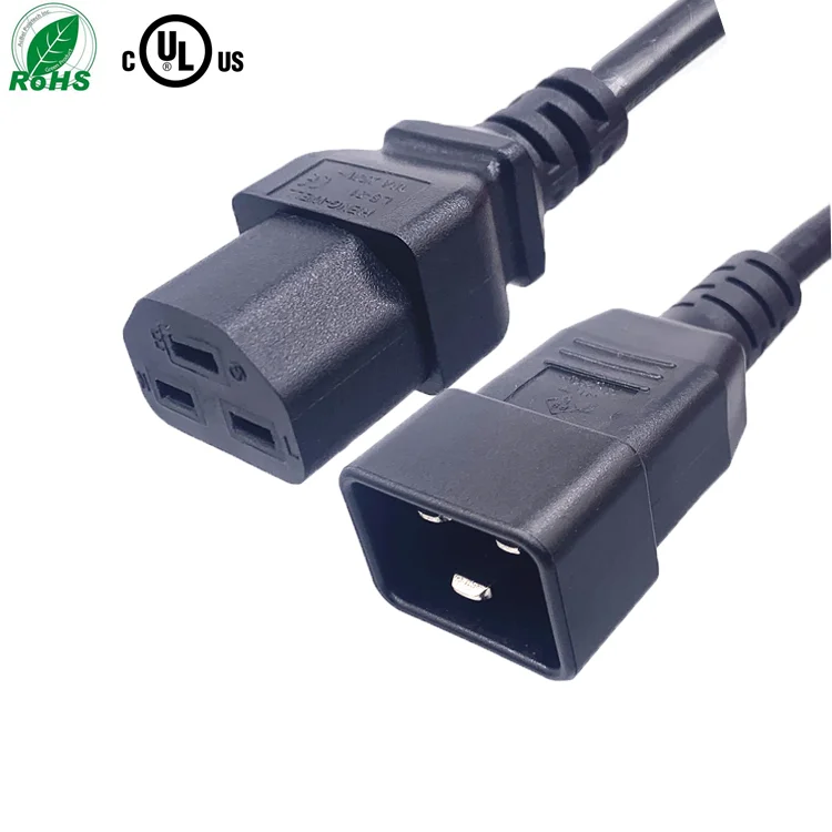  Heng-well UL одобрение 16A 250V 16/14AWG Удлинительный кабель питания IEC C20 к C21 Соединительный