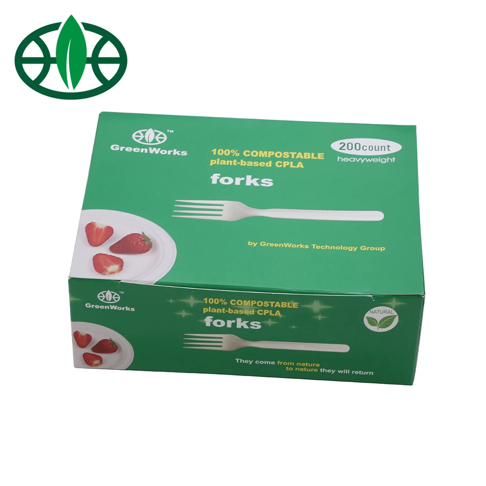 
GreenWorks High quality wholesale Biodegradable Compostable CPLA 7inch 17cm Cutlery(Knife,Fork,Spoon) 