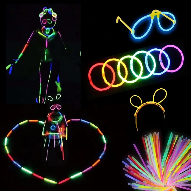 POPGLO Fluorescence Light 8 inch Glowsticks Pack with Connectors