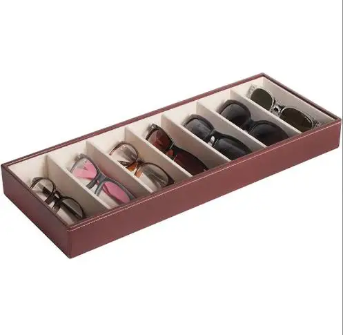 PU leather Multifunctional glasses storage box display 7-slot sunglasses glasses case