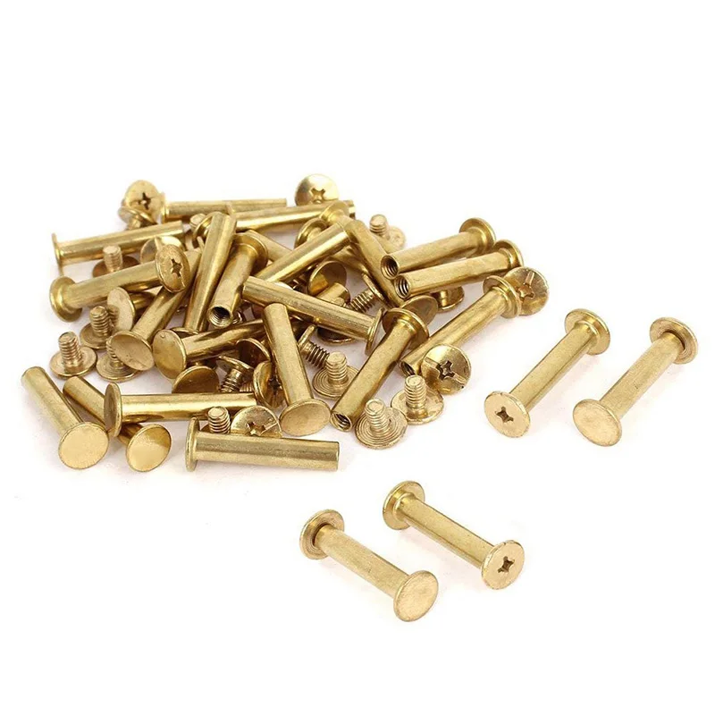 Phillips Screws Copper Plated Chicago Binding Screws Round Cross Head Stud Screw Posts Nail