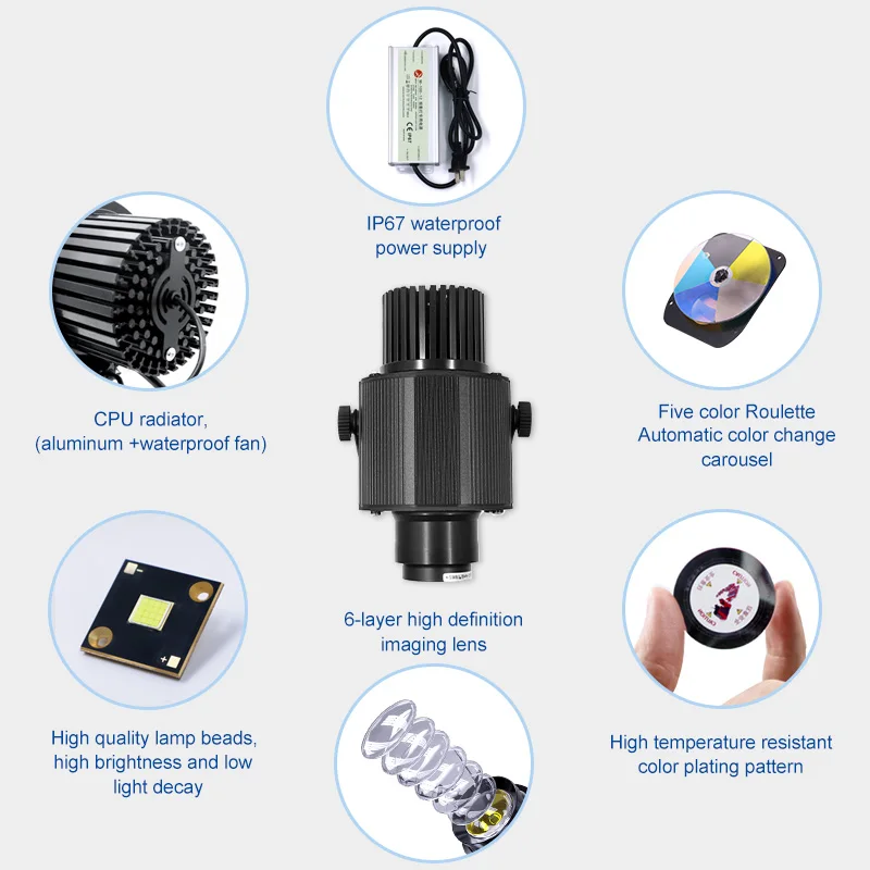 60w led auto color changing projector outdoor projection lamp gobo custom logo welcome light led projector