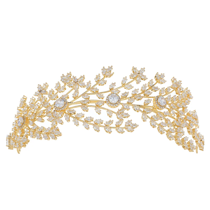 Crown Headband Charm Romantic Leaf Shapes Design Zirconia Hair Comb Accessories for Women Wedding Party BC5367 Corona Princesa