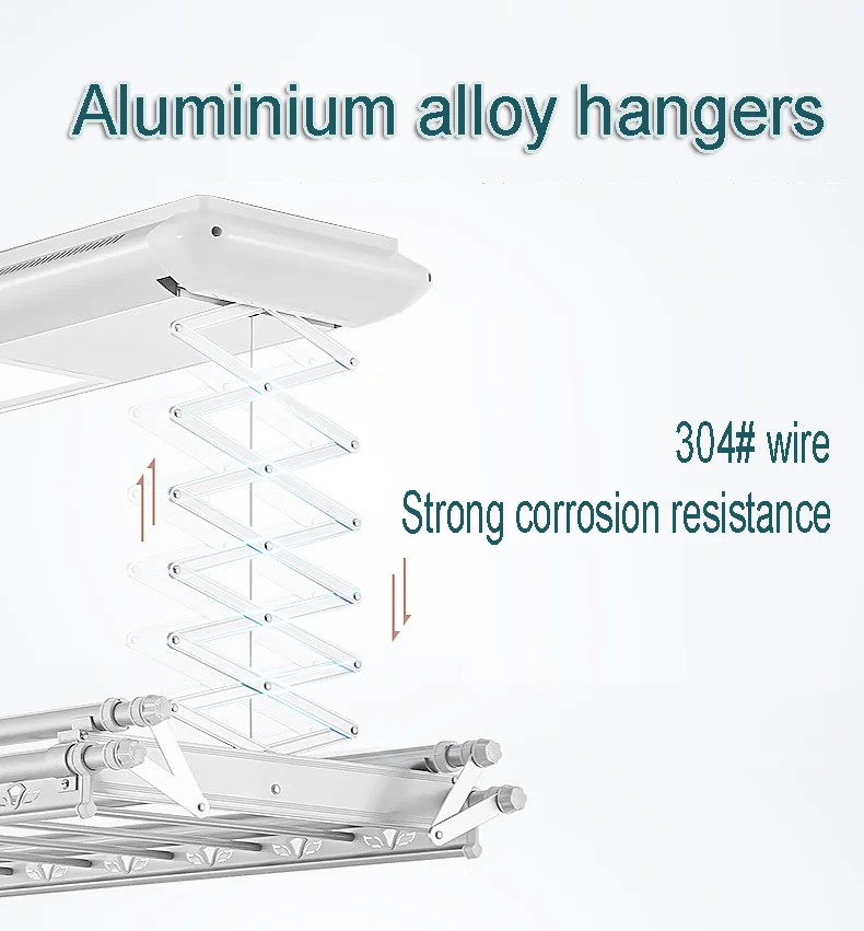 Smart Houseware Custom Logo  Aluminum Clothing Rack Electric Outdoor Balcony Use Cleaning Rack with Automatic Hanger