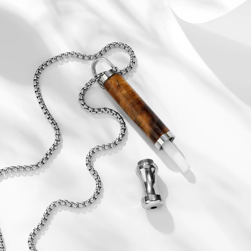 Breathe Easy Herbal Smokes Black Cigarettes Smokeless Essential Oil Inhaler Quit Stop Smoking Anxiety Breathing Necklace for Men