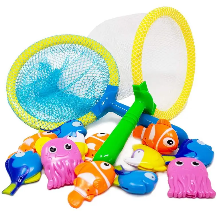 2022 new baby bath toys  bathtub toy fish game with spotted rubber pool toys for toddlers kids infant