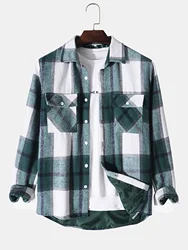 Wholesale leisure full sleeve shirt casual long sleeves  plaid stripes men shirt Checked worsted flannel shirt