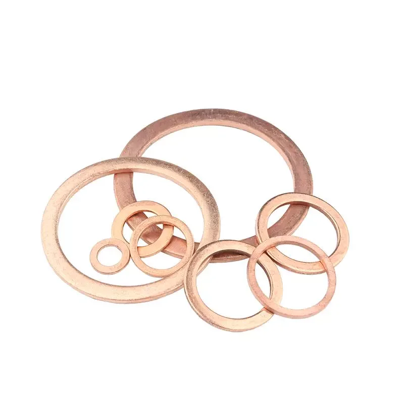 Red Copper Flat Crush Washer Factory Stock Purple Gasket Car Solid Sealing M9 X 13mm 0.5mm