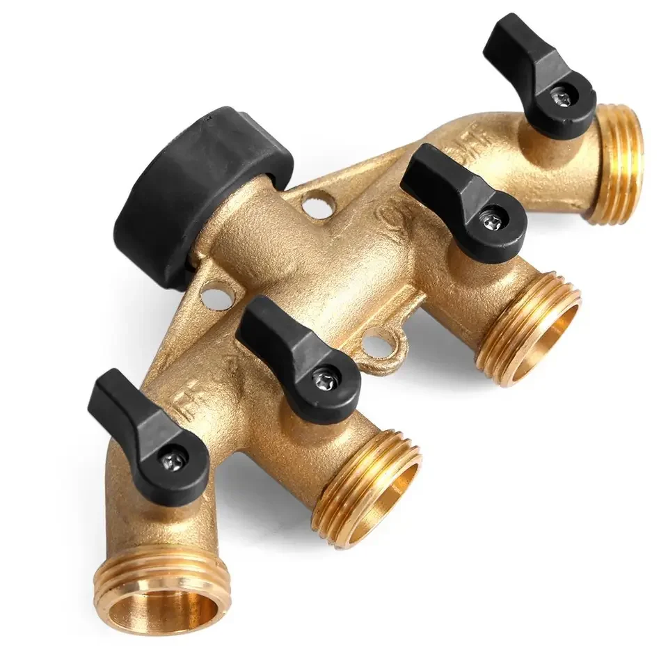 Brass 4 way garden hose tap spconnector