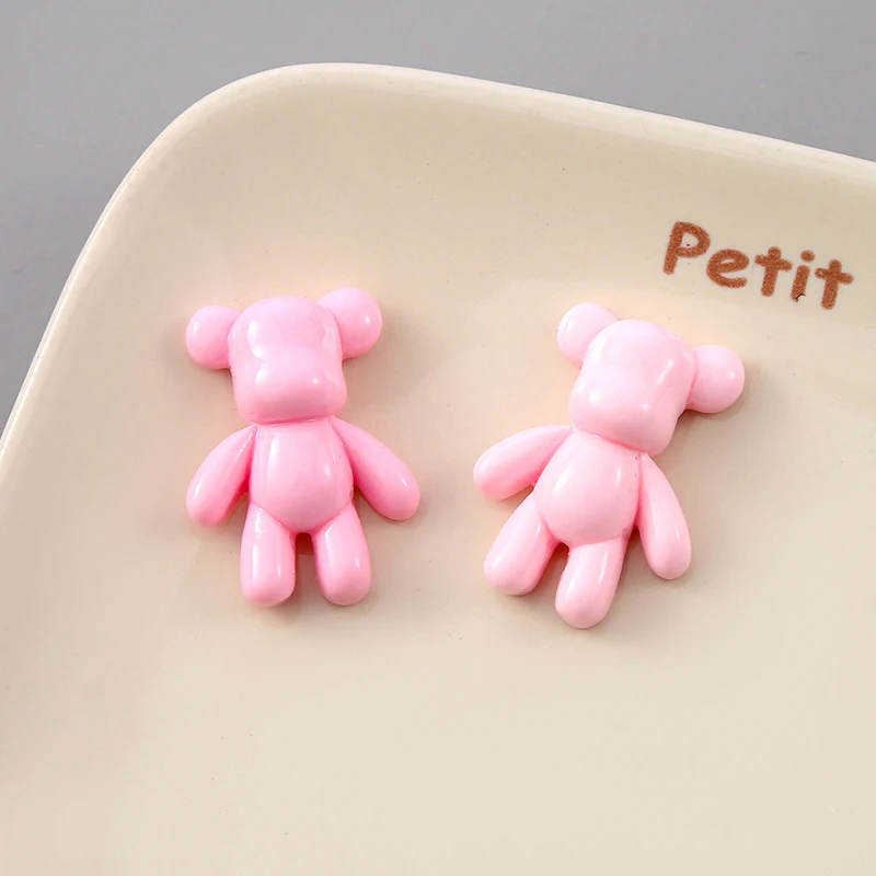 Cartoon Violent Bear Peach Heart Cream Glue Mobile Phone Shell Accessories Pencil Box Mirror Handmade Jewelry DIY Materials