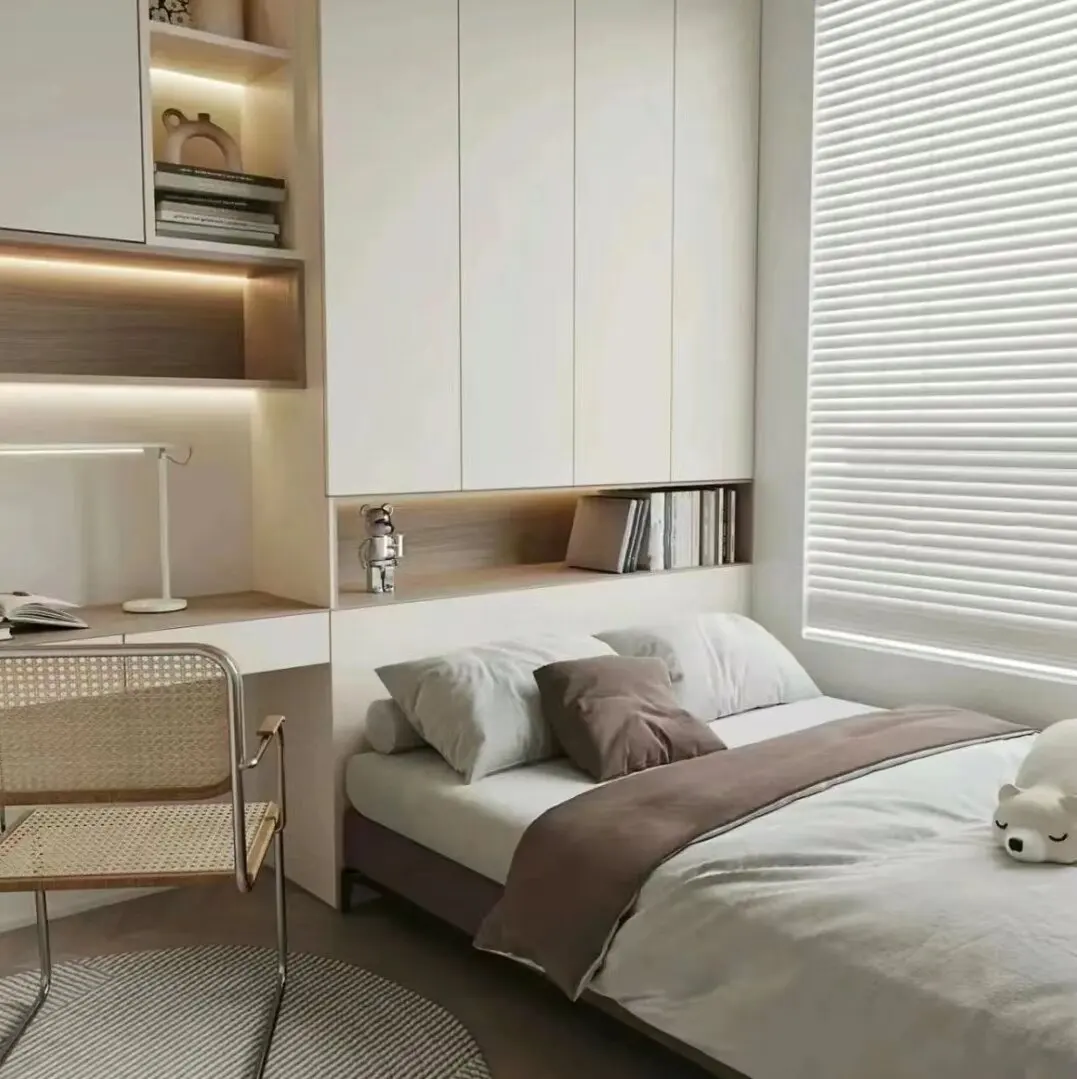 Modern Style Integrated Cabinet Bedroom wardrobe Desk Tatami Cabinet Bed Box-Minimalist Bedroom Set with Storage Features