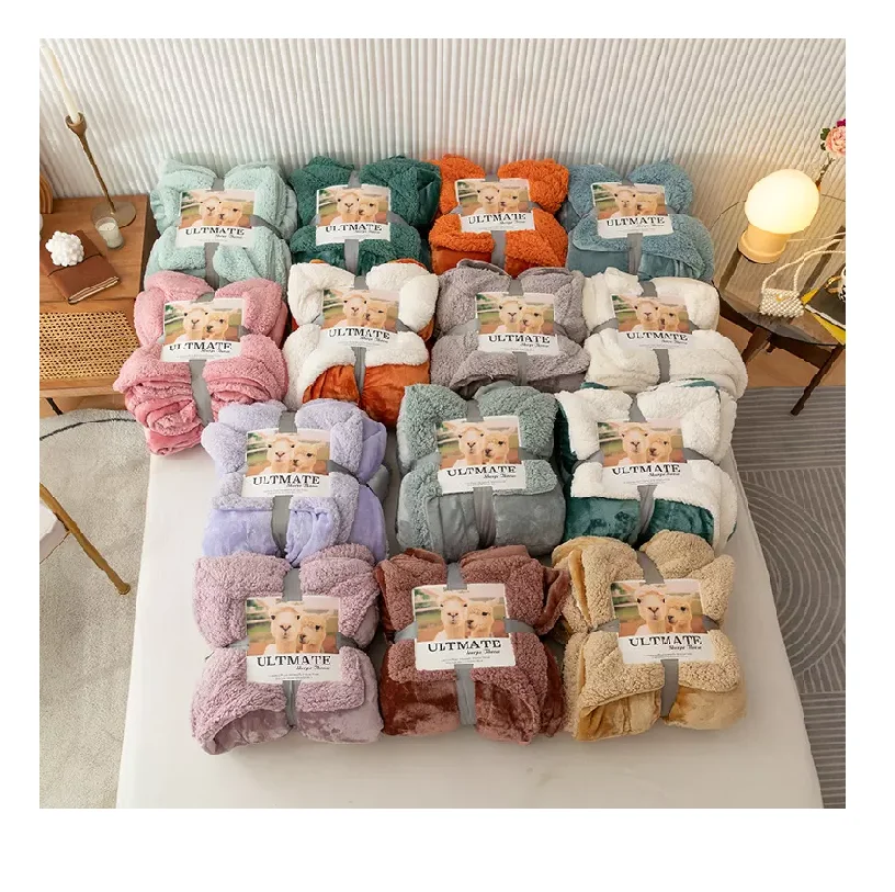 Высококачественное новое дизайнерское Двухслойное Флисовое одеяло из полиэстера и шерсти на заказ