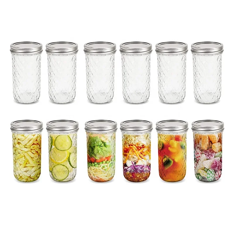 Mason Jars 6 and 12 OZ- With Silver Lids -Canning Jars Storage Pickling Jars For Jelly, Jam, Honey
