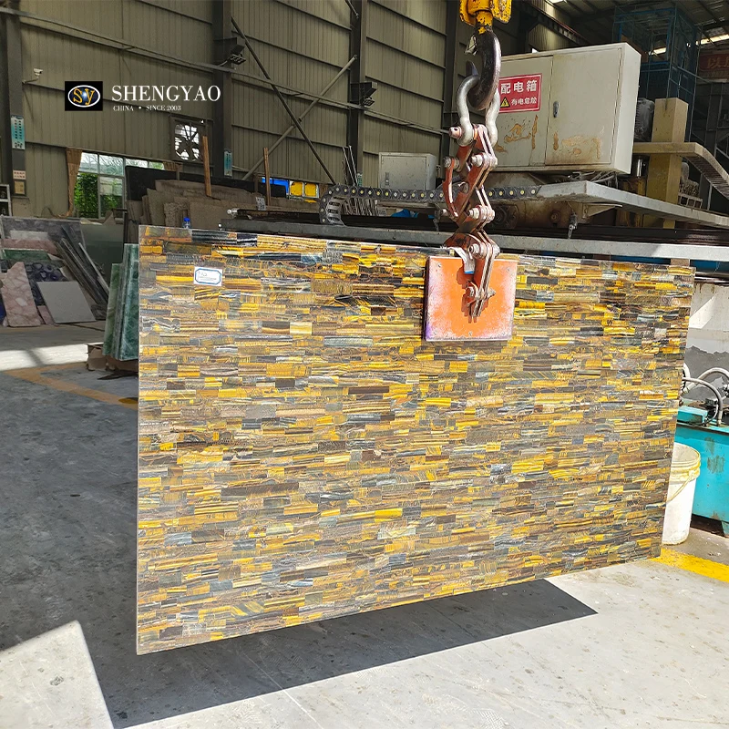 Luxury Polished Solid Surface Crystal Quartz Citrine Yellow Marble Slab For Countertop/Wall Decoration