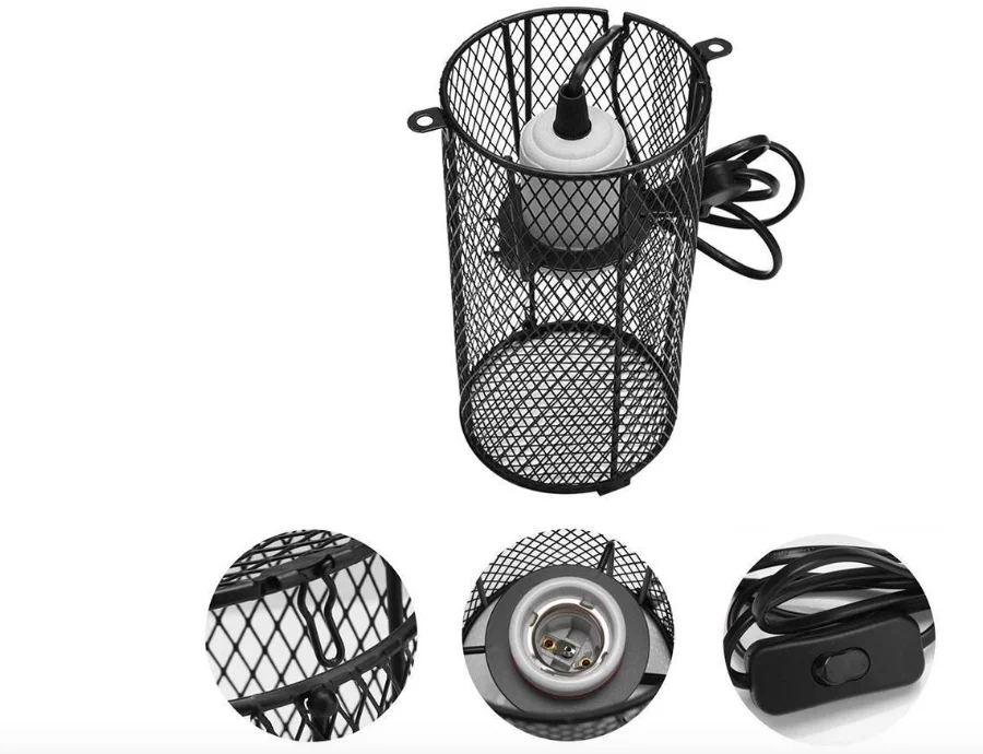 Reptile Basking Lamp Guard Mesh Cage Light Bulb Protector Enclosure Heat Safety