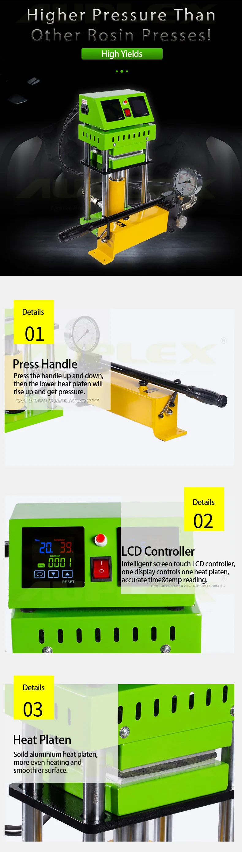 Auplex CNC 15 Ton Heat Press Machine with Dual 3x5 Inch Heated Plates Bundle Kit hydraulic heat press machine