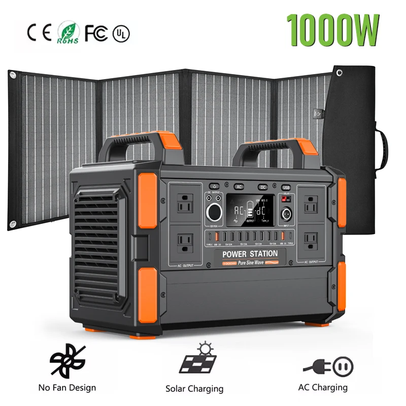 lifepo4 powerstation 500w 1000w 1000 watt 2000w 1048000mAh Camping Solar Panel System Rechargeable Portable Power Station