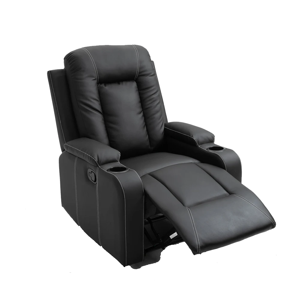 Partner Kd PU Manual Recliner With Cup Holder For Living Room Comfortable TV Recliner Chairs