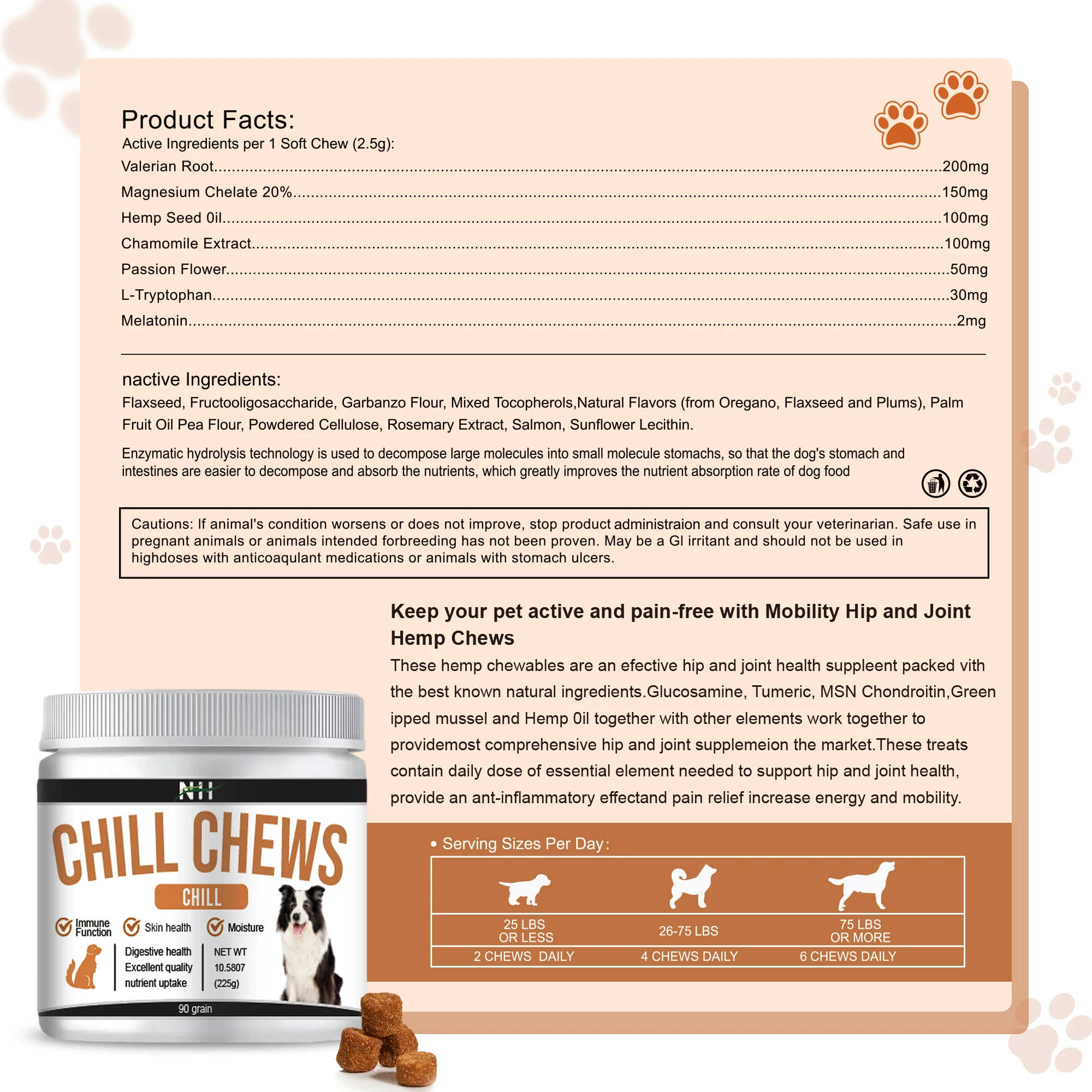 niuxilai calming supplement wholesale for dog treats food chill soft chew