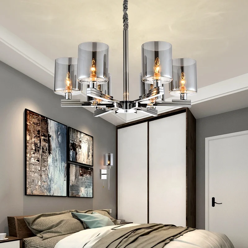 
Socket Glass modern Chrome decorative Stainless steel pendant light Chandelier Indoor 