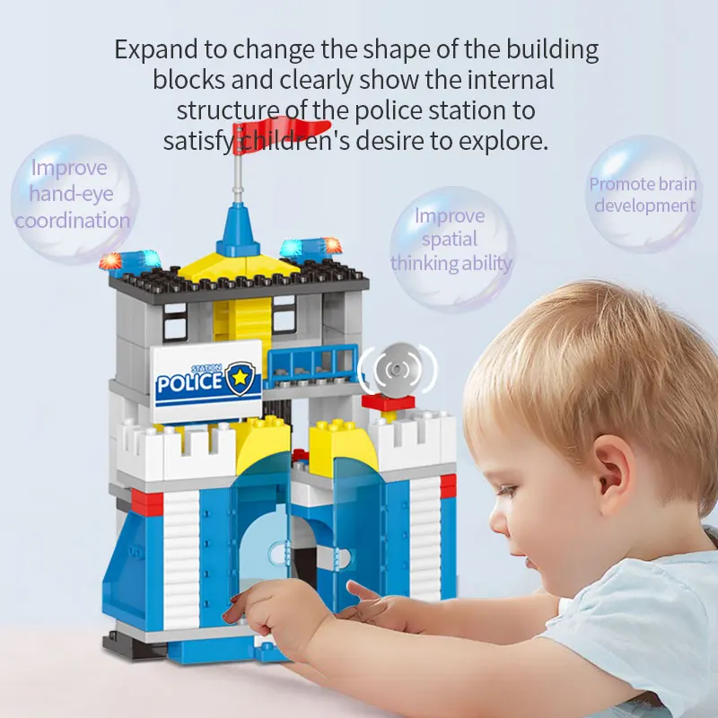 FiveStar 188PCS Police Station and Mobile Center Building Blocks Toys Kit With Police Car City Police Building Sets for Kids