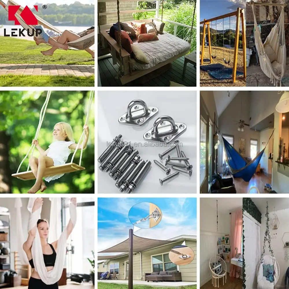 1000lb Capacity Heavy Duty Hammock Hanging kit Wall Mount Kit 304 Stainless Steel Hammock Wall Hooks for Swing Chairs Hanging