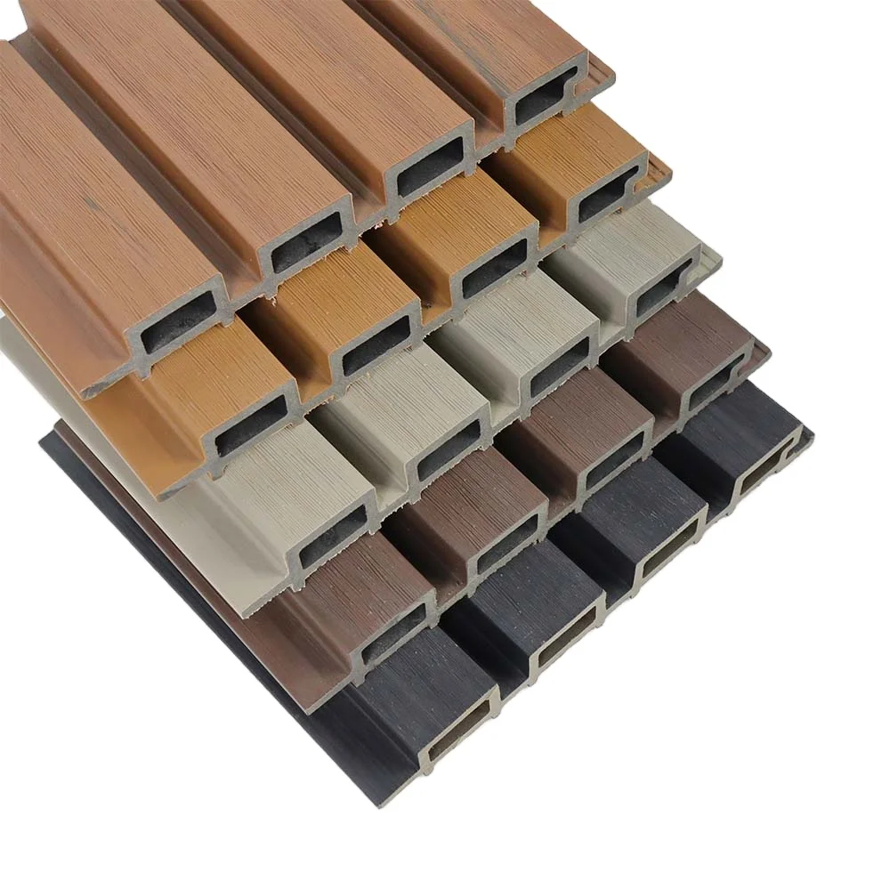 Build WPC Interlocking Waterproof Wood Look Wall Panel Board Synthetic Plastic Composite Outdoor Fluted