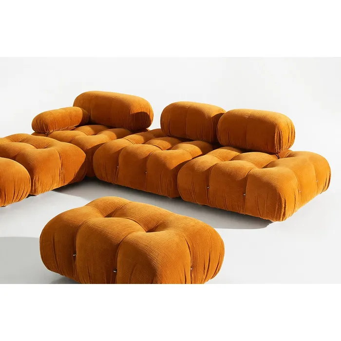 Nordic Luxury L Shape Hotel Lobby Living Room Sofa Set Round Couch Furniture 7 Seat Sofa