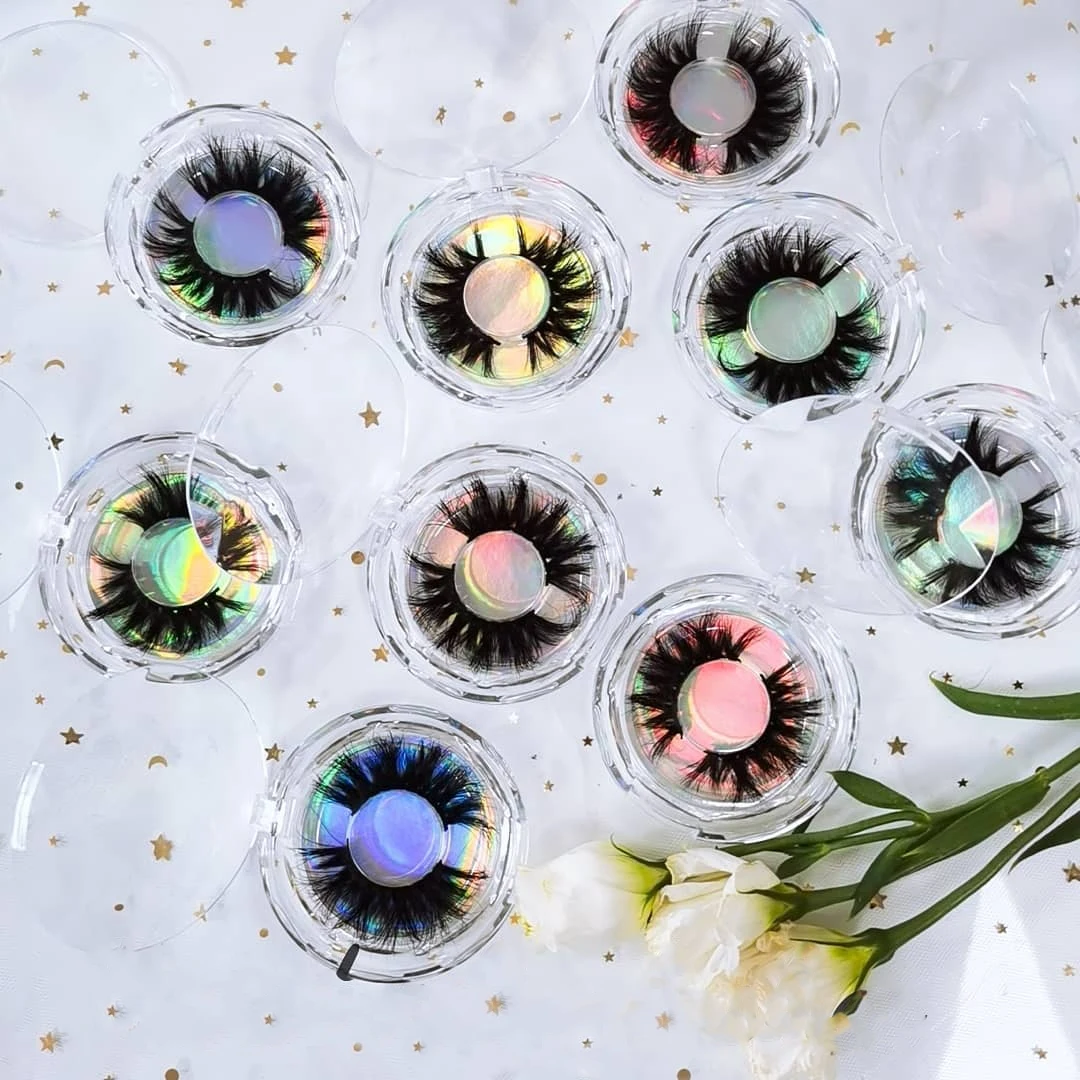 
False eyelashes wholesale circle eyelash packaging mink lash cases 