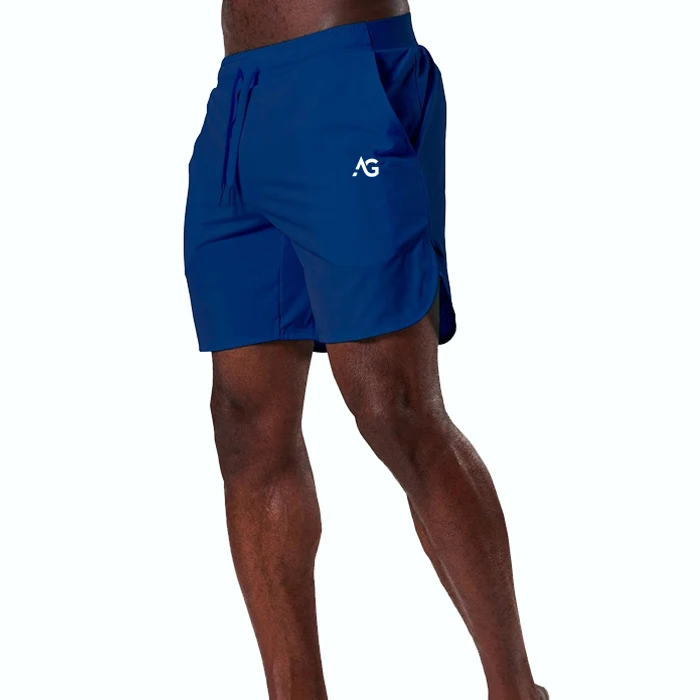 
2020 Wholesale Laser Cut Holes Reflective Logo Men Gym Running Shorts With Pockets 