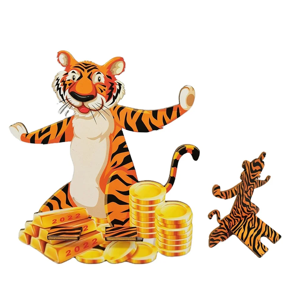Cute Tiger printing design wood cell phone holder