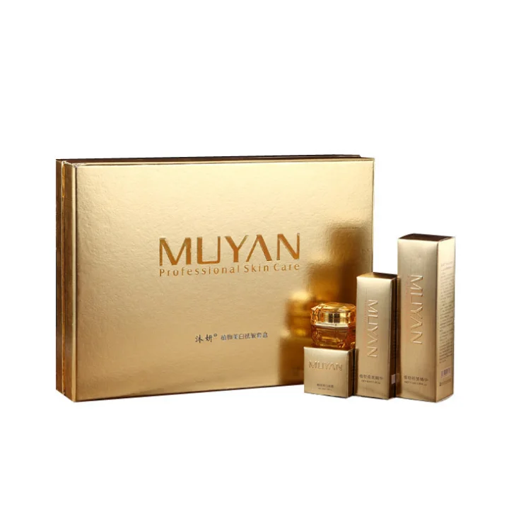 Luxury Cosmetic Gift Set packaging Paper Box Customized print Embossed Golden Foil Hot stamp Gift package boxes with lid open