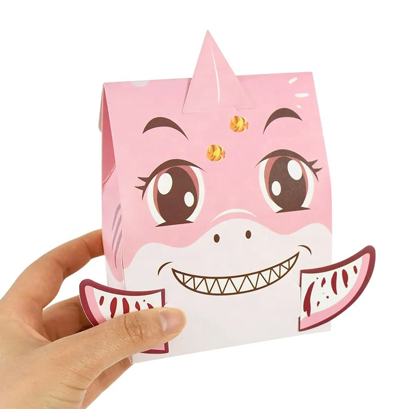 Paper Folding Cartoons Shark Candy Sweet Chocolate Packaging Box for Baby Kids Birthday Party Decoration Favors Box