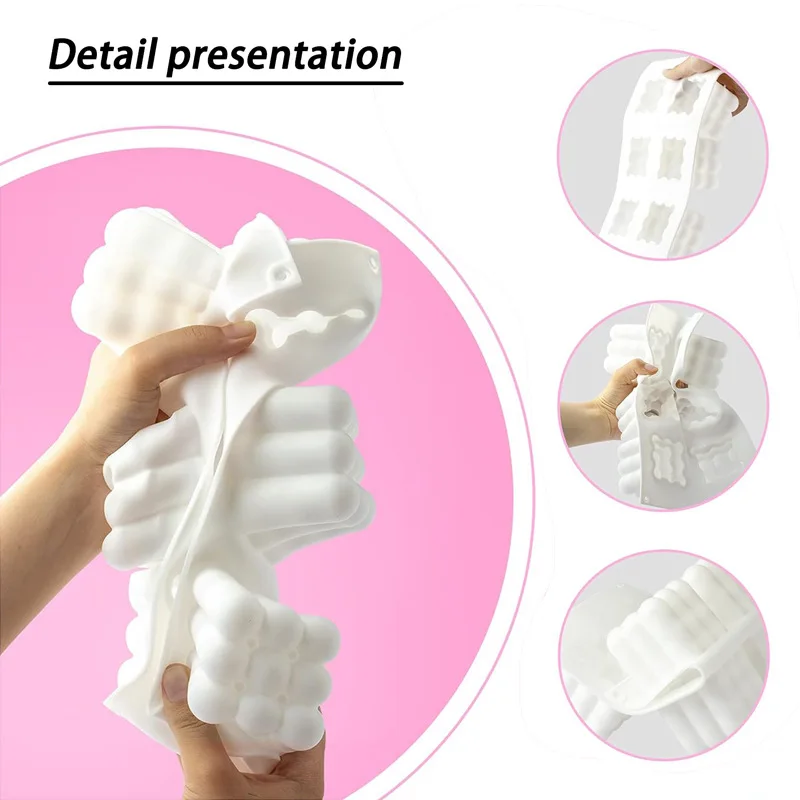 6 Cavity Mousse Cake Molds 3D Magic Square Bubble Cube Silicone Candle Mold