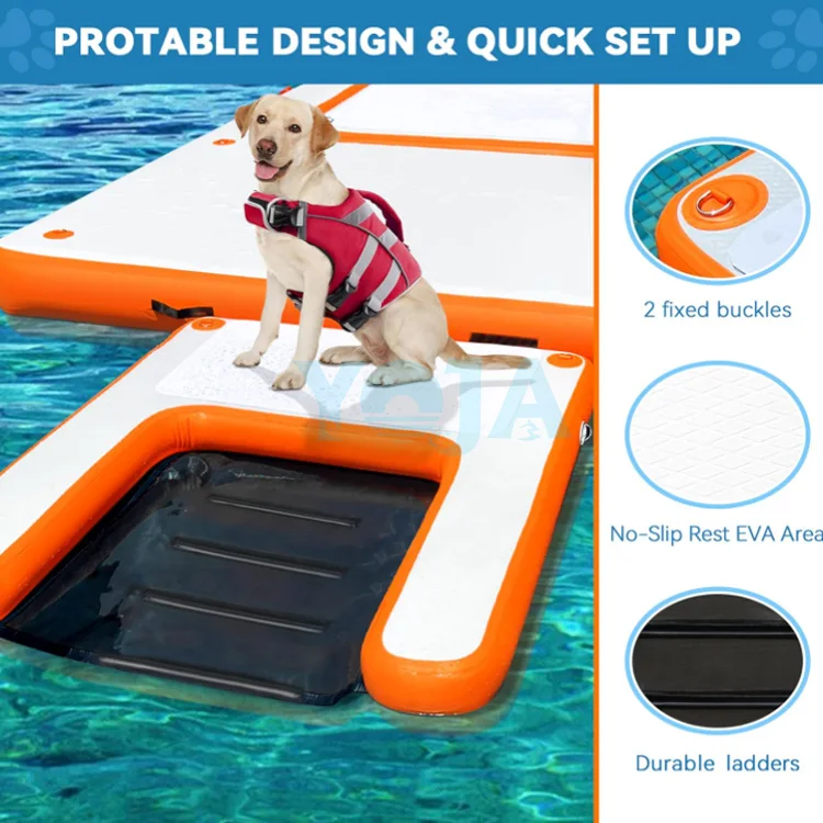 Commercial Grade Inflatable Pup Plank Dog Float Floating Ramp Ladder for Pools Boats Docks on Water Steps