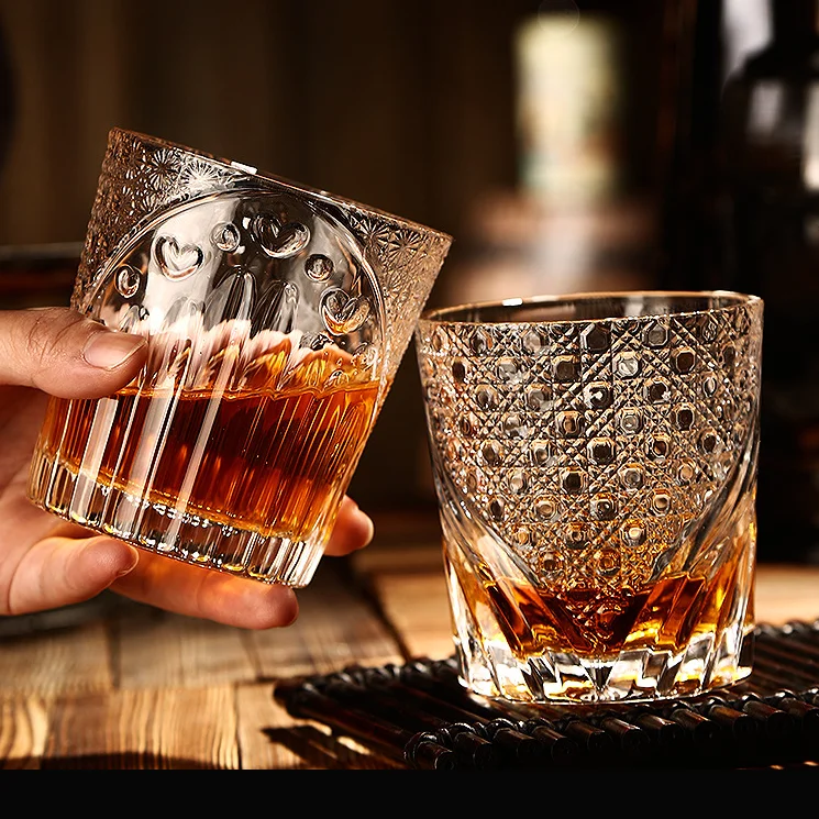 Diamond Custom Wine Glasses Lead Fee Crystal Engraved Whisky Glass Cup Embossed Whiskey Glass Tumbler Hot Sale Stocked 250ml