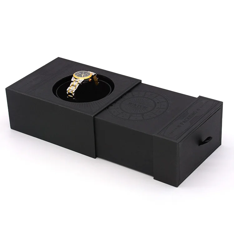 Watch case packaging latest design black pull automatic lift watch storage box