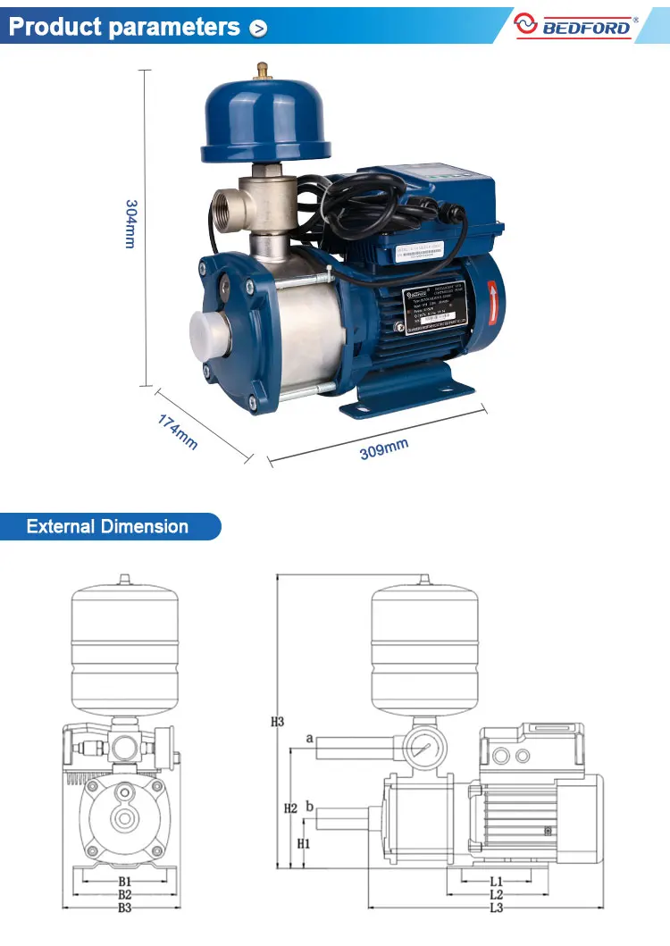 Bedford B1100 series VFD pump control pressure Water Booster Pump Energy saving pump